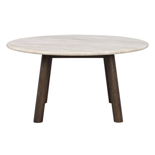 Rowico Home Taransay Sofabord, Beige travertin, Brun eik, Ø90   Unoliving