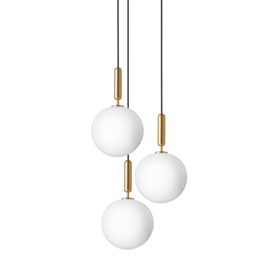 Nuura Miira 3 Taklampe Stor Messing og Opal