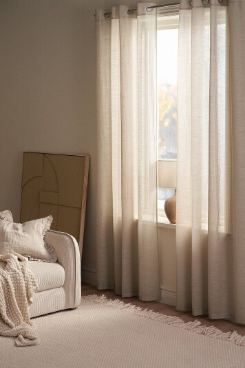 Ellos Home   Gardin med maljer Nellie 2 pakning   Beige