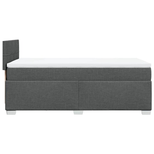 Seng med madrass boksfjær mørkegrå 90x200 cm stoff 8721102706547