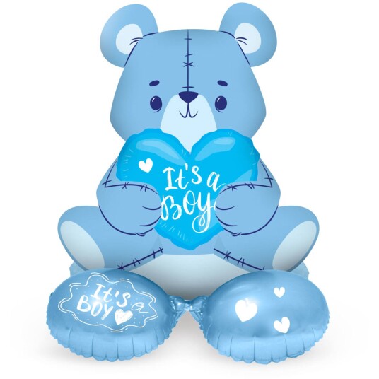 Folieballong med Base Bear 'It's a Boy' (blå, 61 cm) Folieballong med Base Bear 'It's a Boy' (blå, 61 cm)