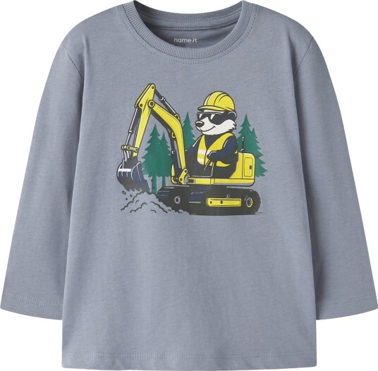 Name It Genser NmmWagon Loose Tradewinds/Gravemaskin Badge Name It 2 år (92) Genser Blå Grå