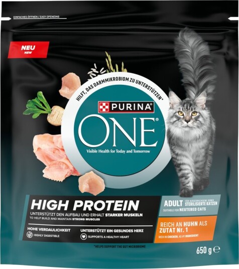 Purina One Tørrfôr High Protein Sparepakke Kylling 3 X 650 G