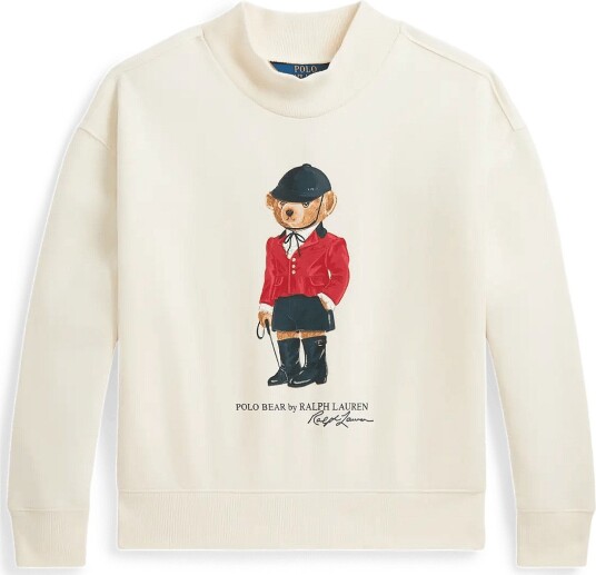 Ralph Lauren Kids Polo Bear Fleece Boxy Sweatshirt Cream L