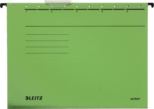 Leitz Alpha Hengefil V Sokkel For A4 210 X 297 Mm Med Fliker Grønn
