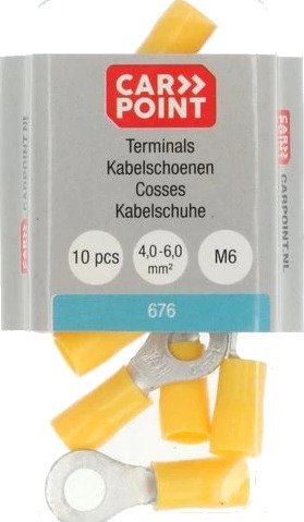 Carpoint Ringkabelsko 676 M6, 4–6 mm², PVC-Isolert Gul, 10 Stk.