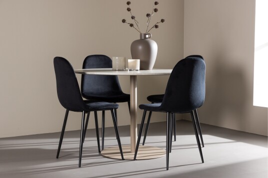 Venture Home Matgruppe Lycke 110 cm Rund med 4 Polar stoler Beige/Svart
