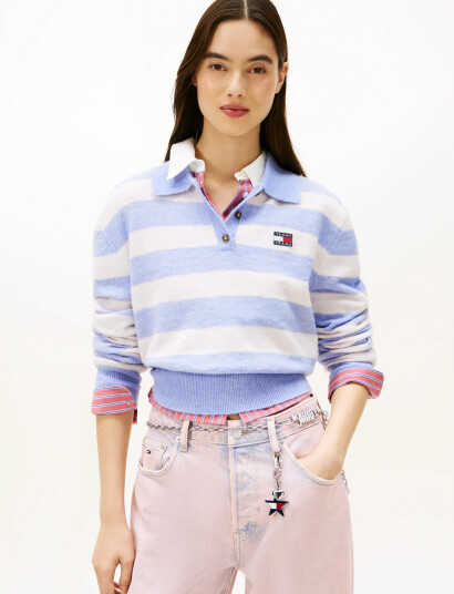 Tommy Jeans Tjw Fluffy Polo Sweater - Purple - L