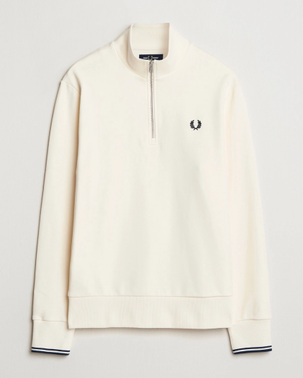 Fred Perry Half Zip Sweatshirt Ecru Fred Perry Half Zip Sweatshirt Ecru