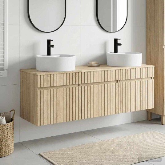 vidaXL Baderomsskapsett 3 stk. Sonoma eik 49 x 44,5 x 65 cm