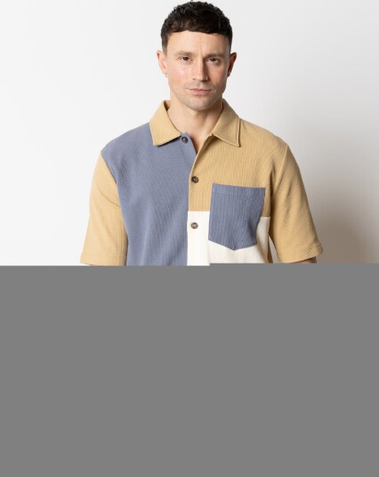 Fat Moose Christopher Block Shirt Beige, Blå
