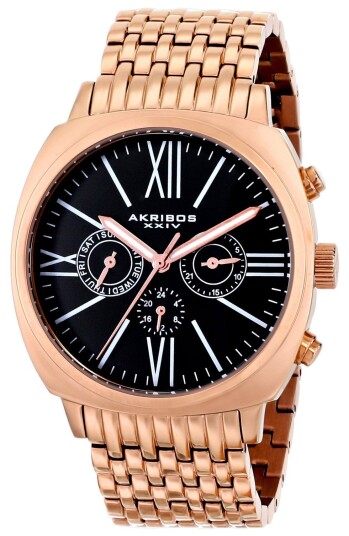 Akribos XXIV Herreklokke AK636RG Multi Function Sort/Rose gulltonet Akribos XXIV Herreklokke AK636RG Multi Function Sort/Rose gulltonet