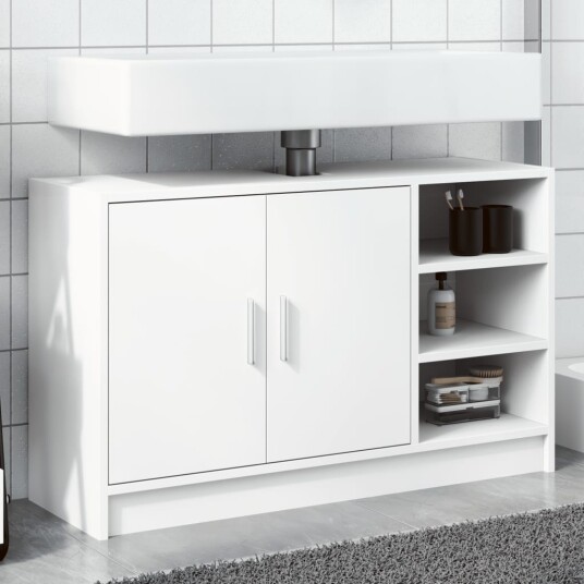 Servantskap hvit 90x29x55 cm konstruert tre 8721102815447 Servantskap hvit 90x29x55 cm konstruert tre 8721102815447