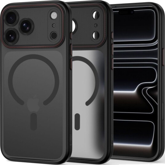 Tech-Protect MagCam MagSafe-etui til iPhone 18 Pro Max / 17 Pro Max – matt svart og rød