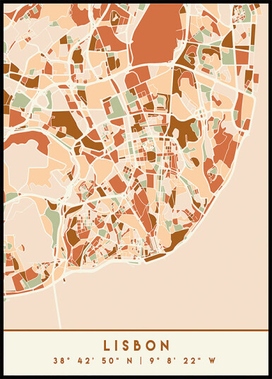 Black Maps Earth Tones 39 Plakat Plakat / 100x150cm