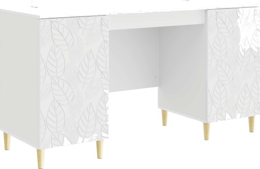 vidaXL Skrivebord Høgglans hvit Konstruert tre 142,5 x 50 x 75 cm