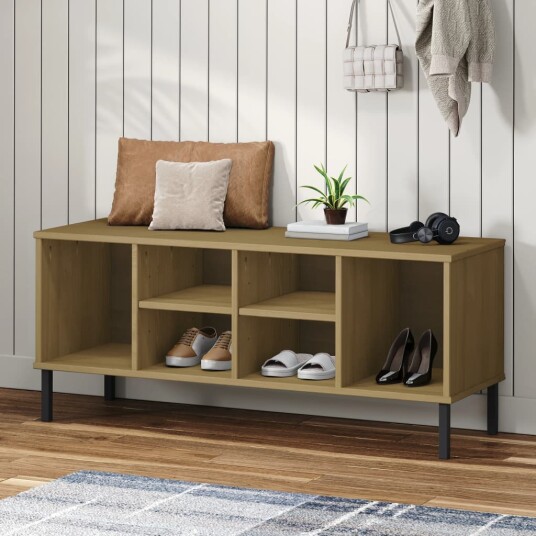Skohylle med metallben brun 106x35x45 cm heltre OSLO 8720845578022