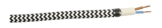 Gelia 4070910781 Tekstilkabel SKK, 2X0,75, 25 m bobin Svart/hvitt