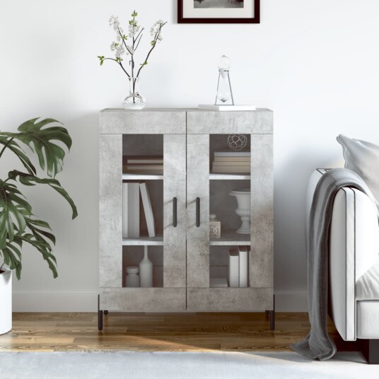 vidaXL Skjenk betonggrå 69,5x34x90 cm konstruert tre vidaXL Skjenk betonggrå 69,5x34x90 cm konstruert tre