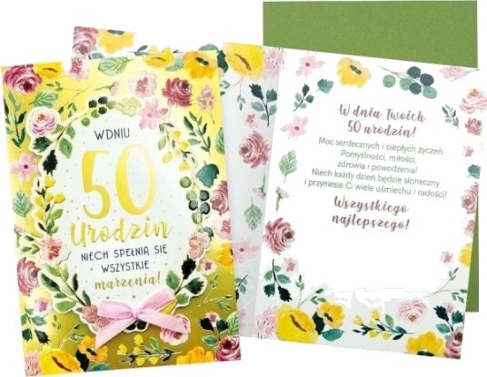 Kort B6 Bursdag 50 Blomster