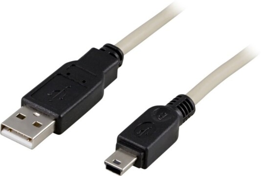 DELTACO USB 2.0 kabel Type A output-Type mini B output 0,5m