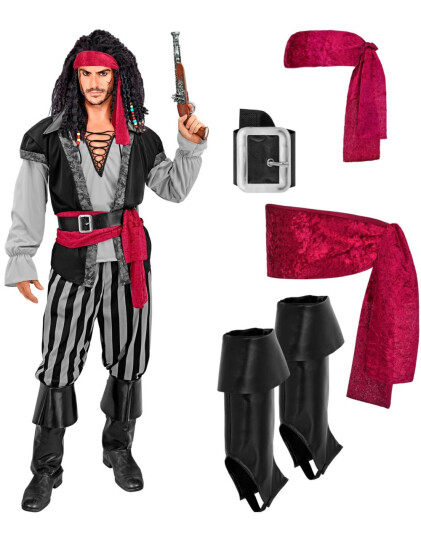Klassisk Piratkostyme med 6 Deler - L