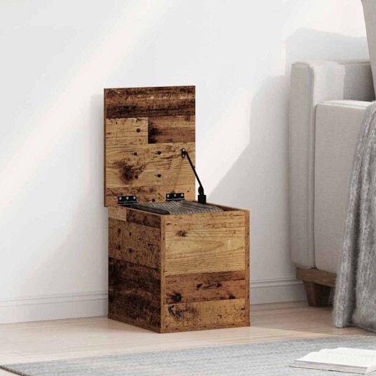  Oppbevaringsboks med lokk Gammelt tre 30x35x35 cm Konstruert tre