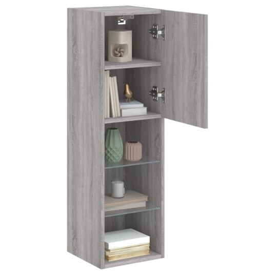 vidaXL TV-benker med LED-lys 2 stk grå sonoma 30,5x30x102 cm 8721012256101