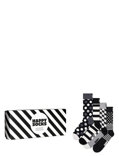 Happy Socks 4-Pack Classic Black & White Socks Gift Set - Black - 41-46 Happy Socks 4-Pack Classic Black & White Socks Gift Set - Black - 41-46