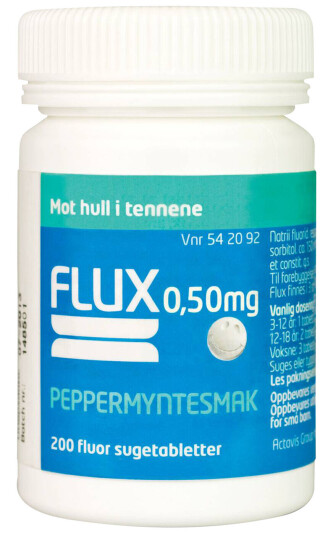 Flux sugetabletter 050mg peppermyntesmak 200 stk. Flux sugetabletter 050mg peppermyntesmak 200 stk.