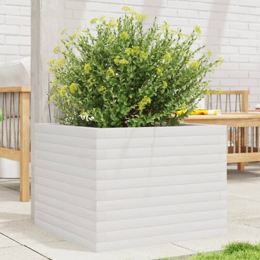 Plantekasse hvit 60x60x45,5 cm heltre furu
