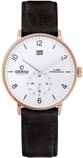 Obaku Herreklokke V190GDVWRB Rislen Hvit/Lær Ø43 mm Obaku Herreklokke V190GDVWRB Rislen Hvit/Lær Ø43 mm