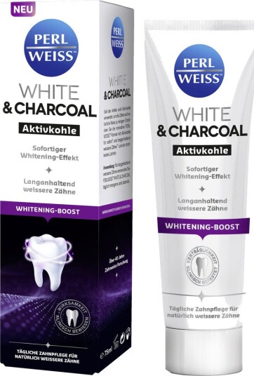 Whitening Tannkrem PERLWEISS White & Charcoal 75 ml