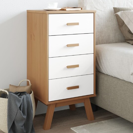 Nattbord OLDEN hvit og brun heltre furu 8721012133587