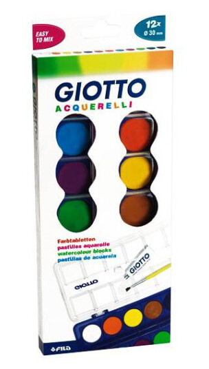 Giotto akvarell Skrin med 12 vannfarger og pensel