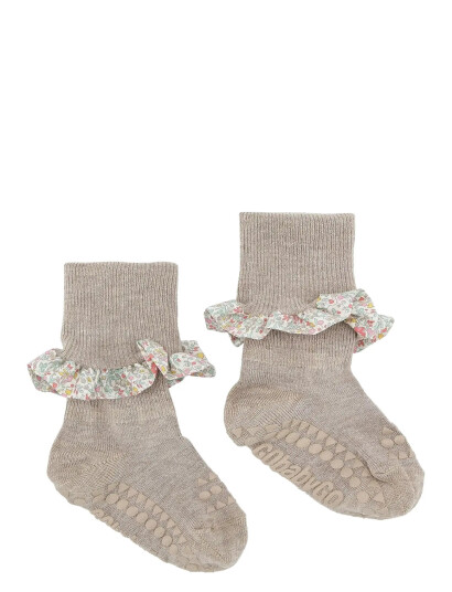 GoBabyGo Non-Slip Socks - Bamboo / Liberty - Beige - 17/19