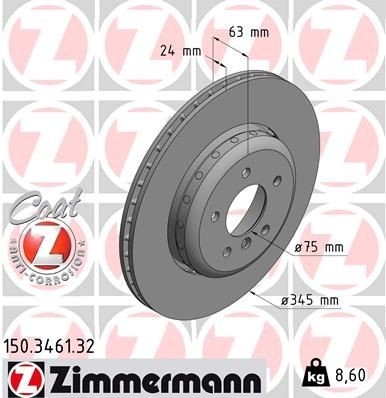 Bremseskive ZIMMERMANN 150.3461.32