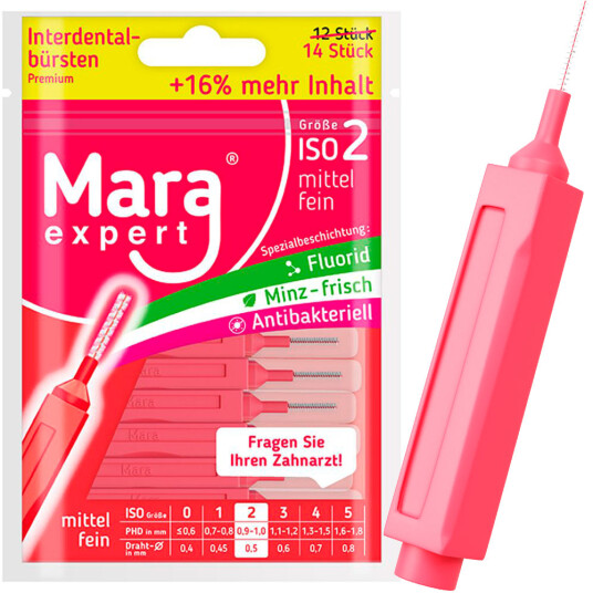 Spaltebørster 14 stk. Mara Expert Premium 0,50 mm ISO 2 RØD