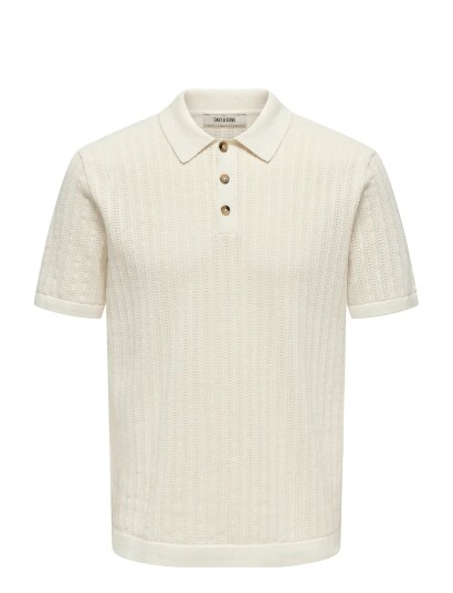 ONLY & SONS Onsmoon Reg 12 Ss Polo Knit Noos Cream XS