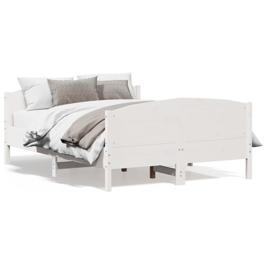 vidaXL Sengeramme med hodegavl hvit 120x190 cm heltre furu 8721012430297