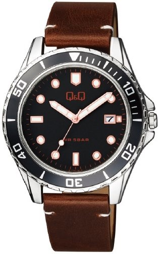 Q&Q Herreklokke A172J312Y Classic Sort/Lær Ø43 mm