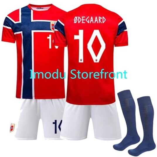 2026 VM Norge Fotballandslag Hjemmedrakt Barn Shorts Sokker Nr.10 Ødegaard