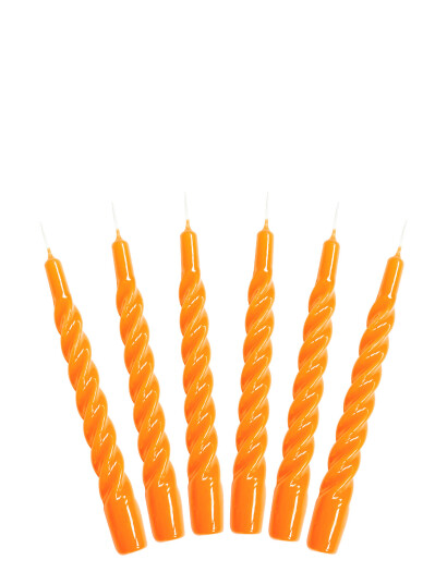 Kunstindustrien Twisted Candles, 6 Piece Box - Orange - ONE SIZE