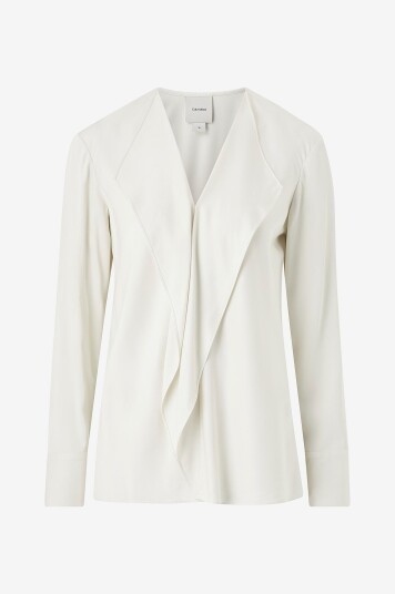 Calvin Klein Bluse Natural Sheen LS Draped Blouse Hvit
