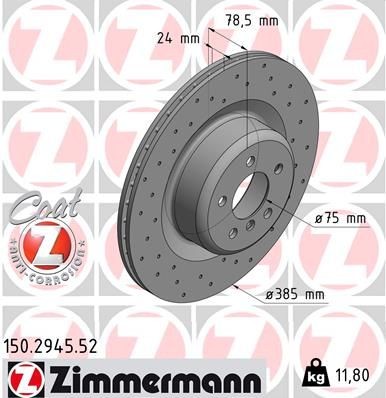 Bremseskive ZIMMERMANN 150.2945.52 Bremseskive ZIMMERMANN 150.2945.52