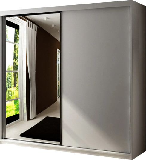 Dunkra Garderobe med Speil LED belysning RGB 200 cm Hvit
