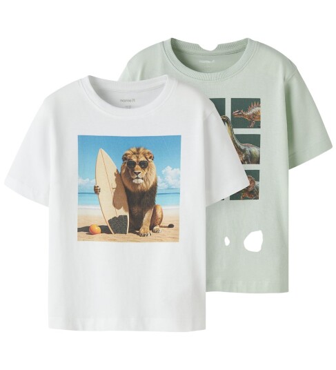 Name It T skjorte   2 pack   NmmVoto   Pale Aqua/Bright White   Name It   2 år 92   T skjorte Grønn Hvit