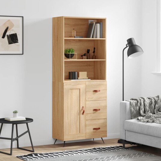 vidaXL Highboard sonoma eik 69,5x34x180 cm konstruert tre 8720845933593