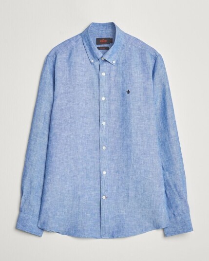Morris Douglas Linen Button Down Shirt Blue