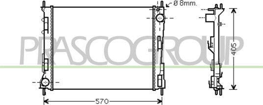 PRASCO RN025R009 Radiator motorkjøling